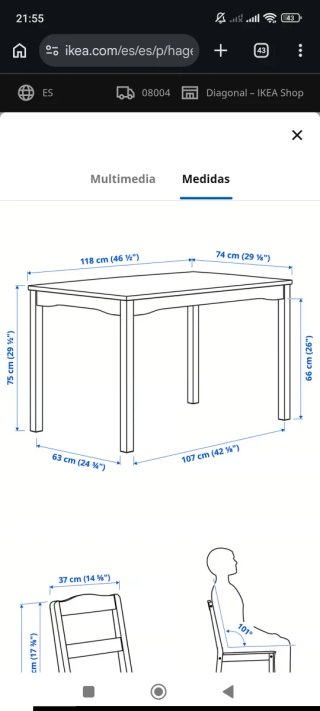 Mesa y 4 Sillas Madera HÄGERNÄS - IKEA
