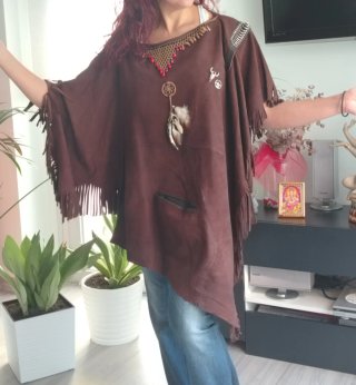 Poncho de piel artesanal