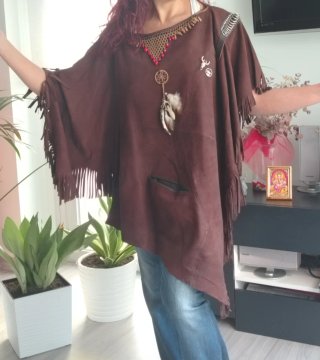 Poncho de piel artesanal