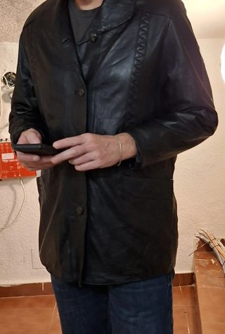Chaqueta de Piel Unisex Negra