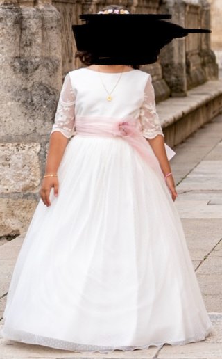 Vestido de Comunión Blanco y Rosa