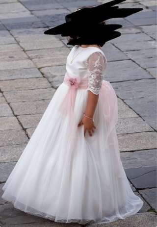 Vestido de Comunión Blanco y Rosa