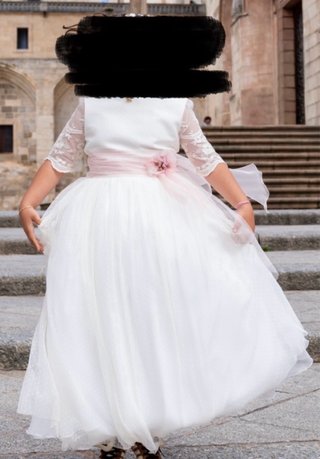 Vestido de Comunión Blanco y Rosa