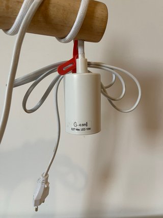 Soporte Lámpara Madera y Metal Blanco