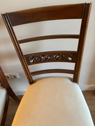 5 Sillas Comedor Madera Tapizadas Beige