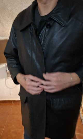 Chaqueta de Piel Negra Hombre