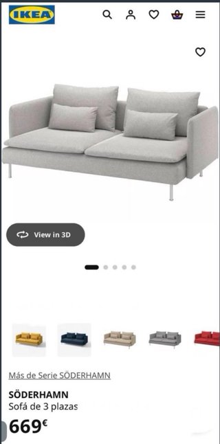 Sofá 3 plazas Ikea beige/gris