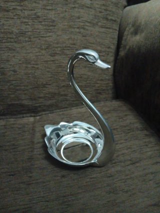 Azucarero Cisne Cristal y Metal