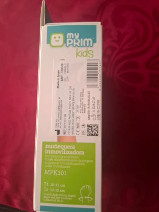 Muñequera Dcha Prim Kids con férula, ajustable.