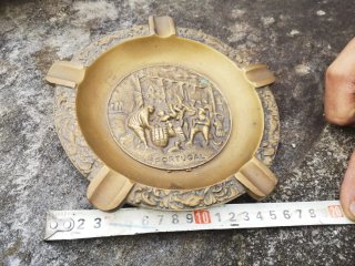 Lote Bronce auténtico, Reloj, cañón y cenicero