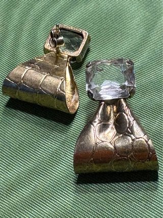 Orecchini vintage argento placcato oro quarzo