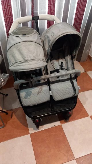 Carrito Gemelar Gris Nuevo