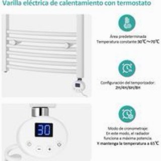 Radiador Toallero Eléctrico EMKE 120x50cm Blanco