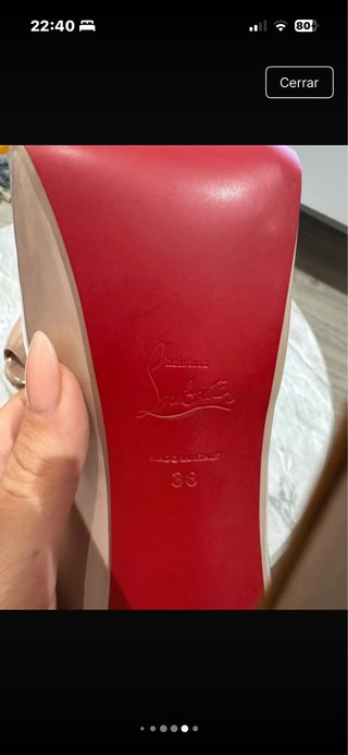 Zapatos Louboutin Beige Tacón Peep Toe