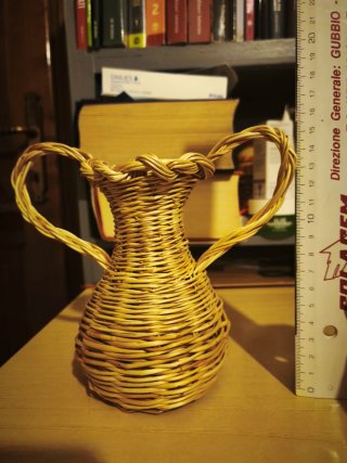 Anfora vimini artigianale, cesteria cesto paniere