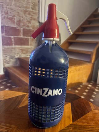 Sifón Cinzano Vintage Azul y Rojo