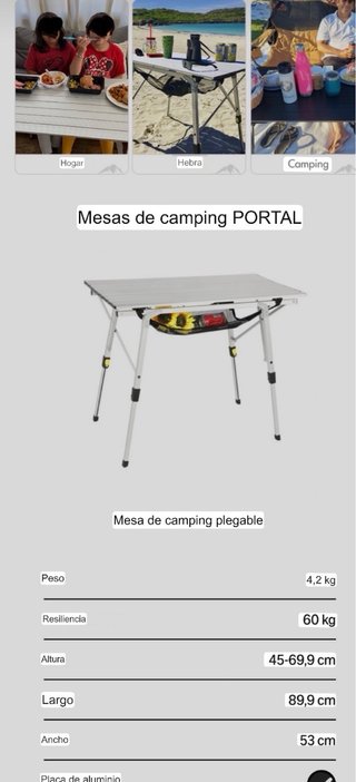 Tavolo da campeggio leggero e resistente