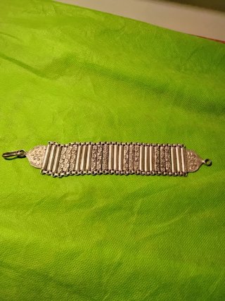 Bracciale etnico artigianale vintage in alpacca