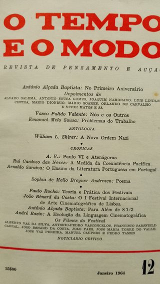 O Tempo e o Modo No 12 e 18 - 1964