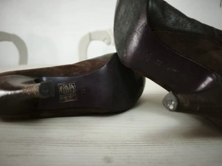 Botines Gloria Ortiz cordones tacón piel marrón T