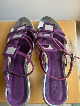 Sandalias cuña CAFèNOIR ante morado T39