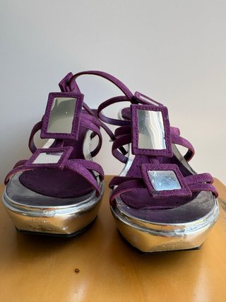 Sandalias cuña CAFèNOIR ante morado T39
