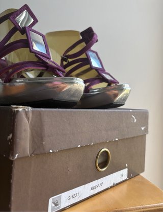 Sandalias cuña CAFèNOIR ante morado T39