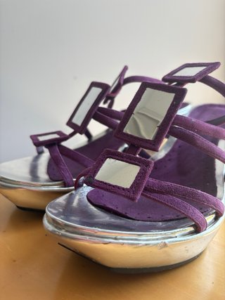 Sandalias cuña CAFèNOIR ante morado T39
