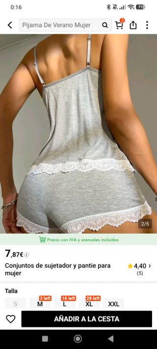 Pijama corto de verano mujer gris