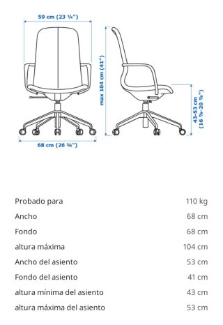 Silla de escritorio Ikea Langfjall gris