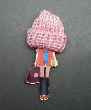 Broche Chica Gorro Rosa y Maleta