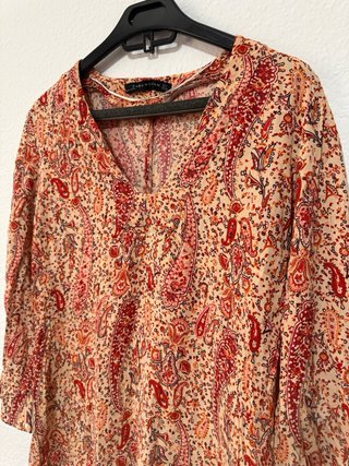 Blusa Zara Woman Estampado Paisley Boho Talla M