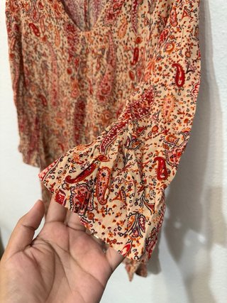 Blusa Zara Woman Estampado Paisley Boho Talla M