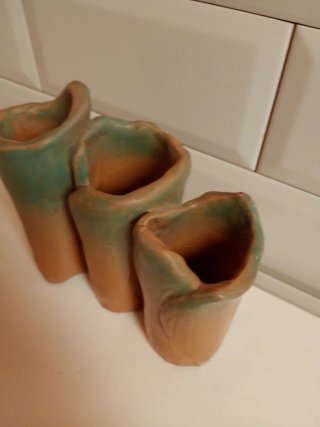 Jarrón Cerámica Marrón y Verde