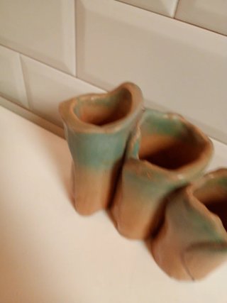 Jarrón Cerámica Marrón y Verde
