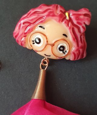 Pendientes niña seda rosa y dorado