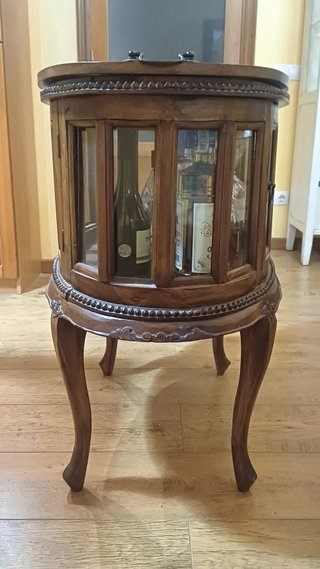 Mueble bar / Mesa camarera madera y cristal