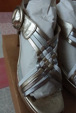 Sandalias doradas y plateadas