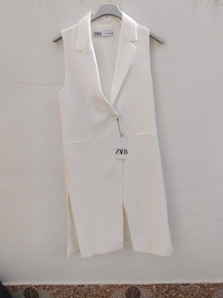 Chaqueta larga Zara Talla M Blanca