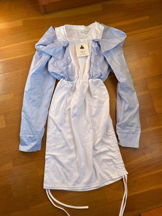 Vestido J&J blanco y azul talla única