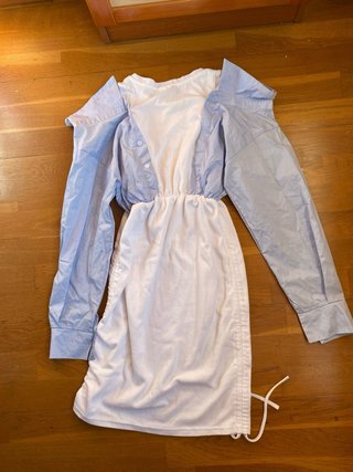 Vestido J&J blanco y azul talla única