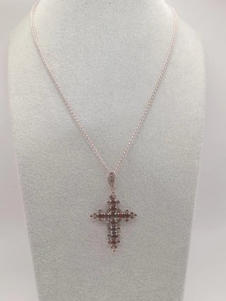 Collana argento spiga grano ciondolo croce granati