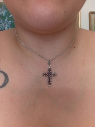 Collana argento spiga grano ciondolo croce granati
