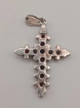Collana argento spiga grano ciondolo croce granati