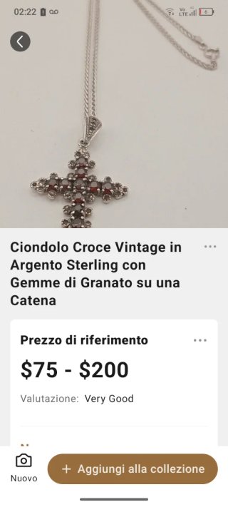 Collana argento spiga grano ciondolo croce granati