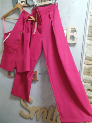 Conjunto Zara Chaleco y Pantalón Rosa