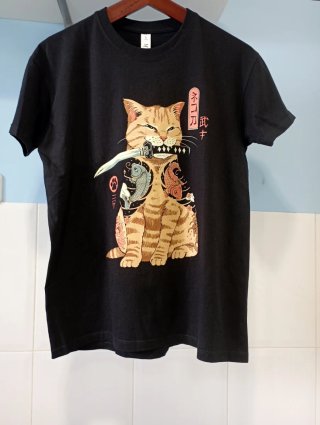 Camiseta Gato Ninja Talla S Unisex