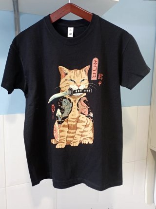 Camiseta Gato Ninja Talla S Unisex