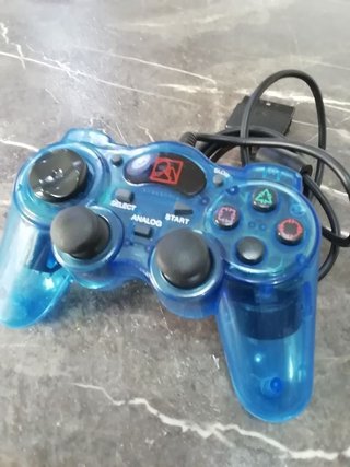 Mando PlayStation 2, azul translúcido