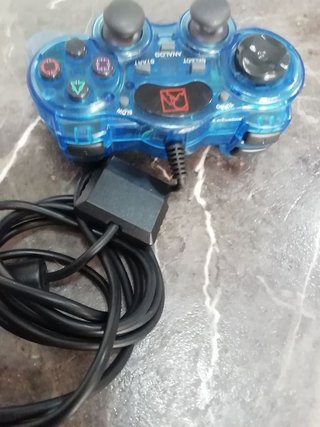 Mando PlayStation 2, azul translúcido